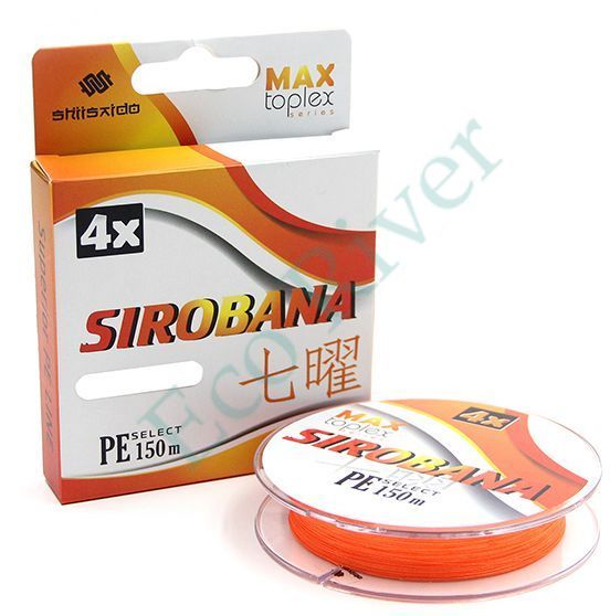 Шнур плетеный Shii Saido Sirobana 4X, L-150 м, d-0,370 мм, test-18,12 кг, orange/10/100/