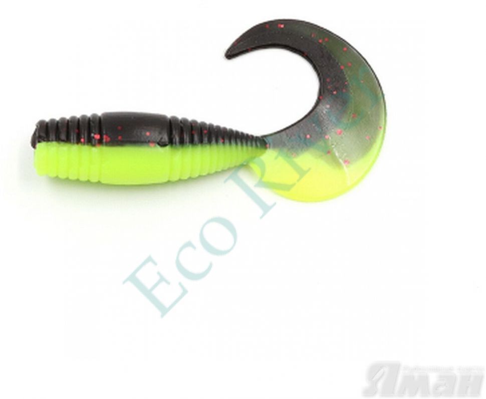 Твистер YAMAN Spry Tail, р.2 inch цвет #32 - Black Red Flake/Chartreuse (уп. 10 шт.)
