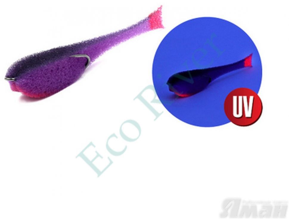 Поролоновая рыбка YAMAN на двойнике, р. 110 мм, цвет 25 UV (5 шт.)