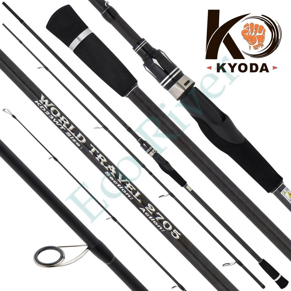 Спиннинг KYODA WORLD TRAVEL, штекер 5 секций, длина 2,40 м, тест 14-56 гр, carbon T-30