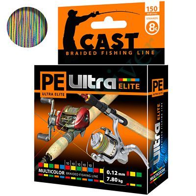 Плетеный шнур Aqua Pe Ultra Elite Cast multicolor 0.14мм 150м