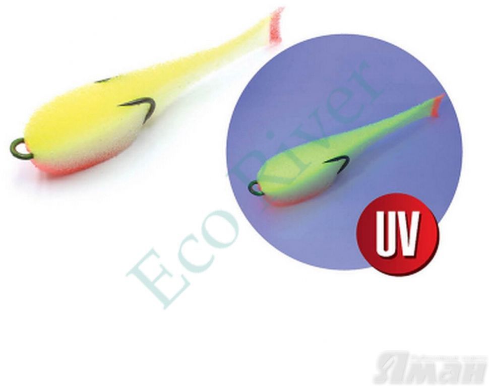 Поролоновая рыбка YAMAN на двойнике, р. 95 мм, цвет 16 UV (5 шт.)
