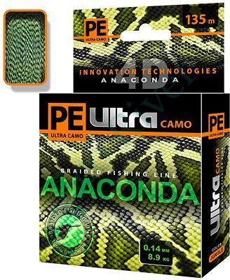 Плетеный шнур Aqua Pe Ultra Anaconda Camo Jungle 0.14 135м
