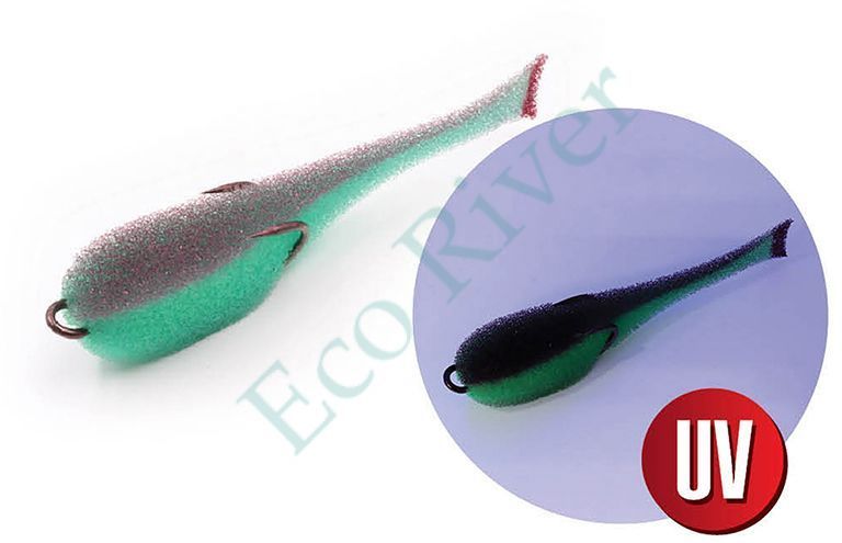 Поролоновая рыбка YAMAN на двойнике, р. 95 мм, цвет 17 UV (5 шт.)