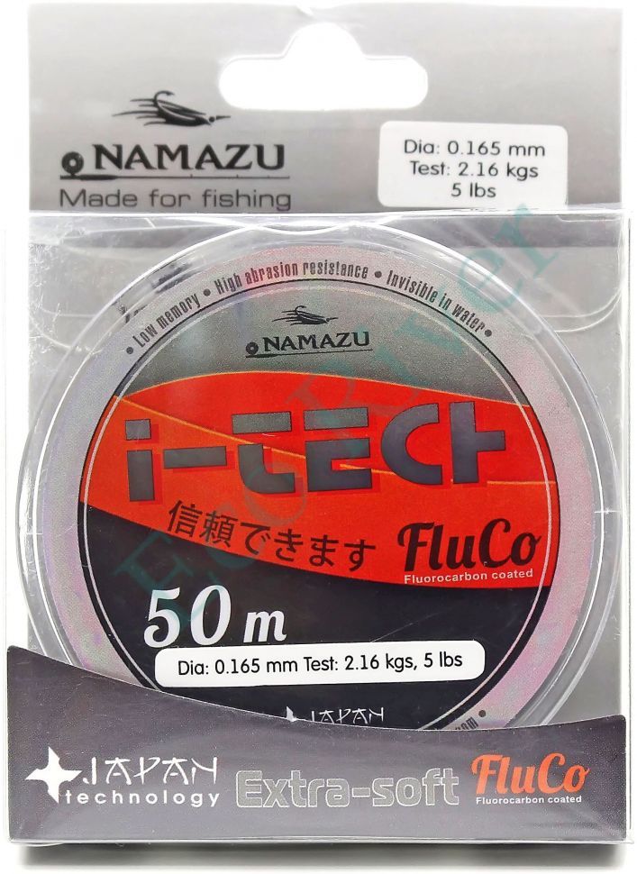 Леска Namazu I-Tech Fluco, L-50 м, d-0,148 мм, test-1,72 кг, прозрачная/10/