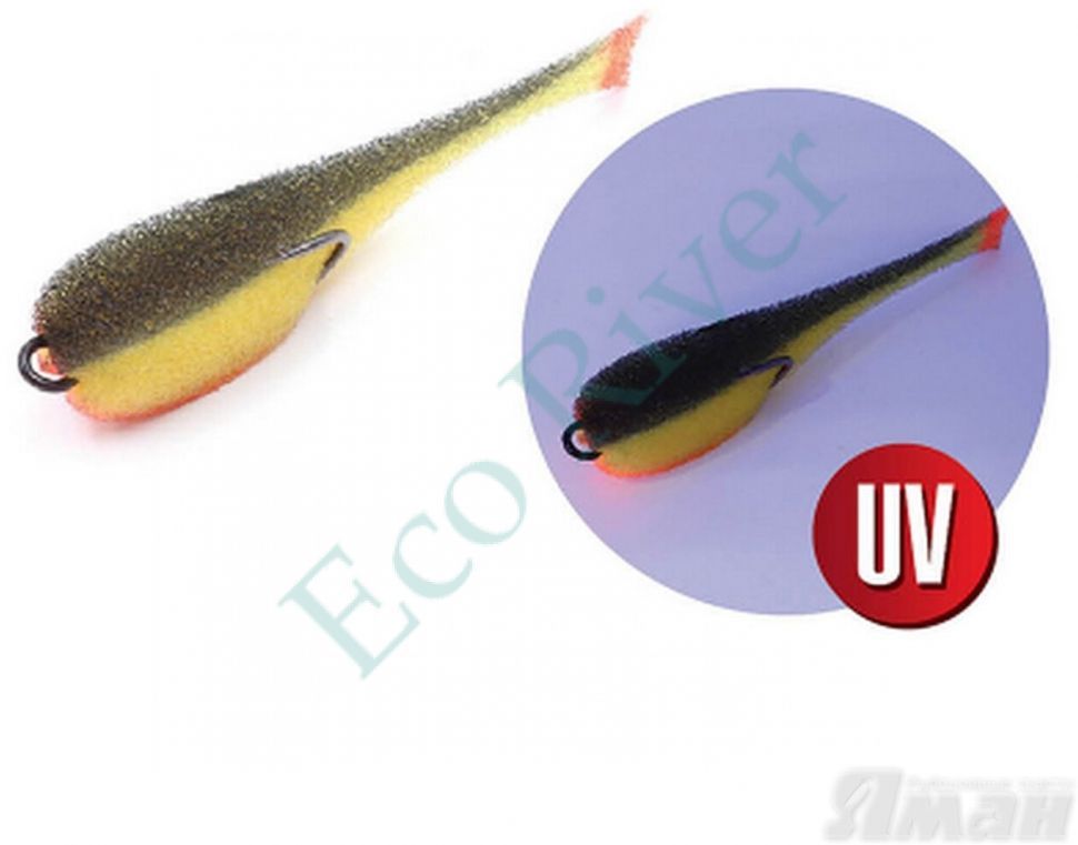 Поролоновая рыбка YAMAN на двойнике, р. 95 мм, цвет 19 UV (5 шт.)