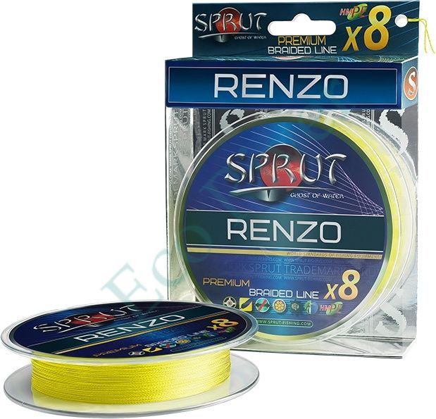 Плетеный шнур Sprut Renzo Soft Premium X8 fluo yellow 0.12 95м