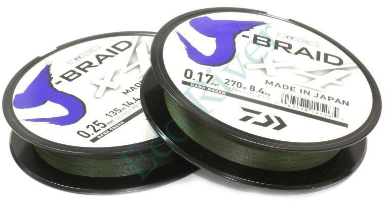 Леска плет. Daiwa J-Braid X4 Dark Green 0.13 135м