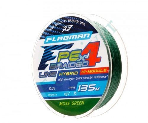 Леска плетенка Flagman PE Hybrid F4 0.12 135м 6.4кг Moss Green 26135-012