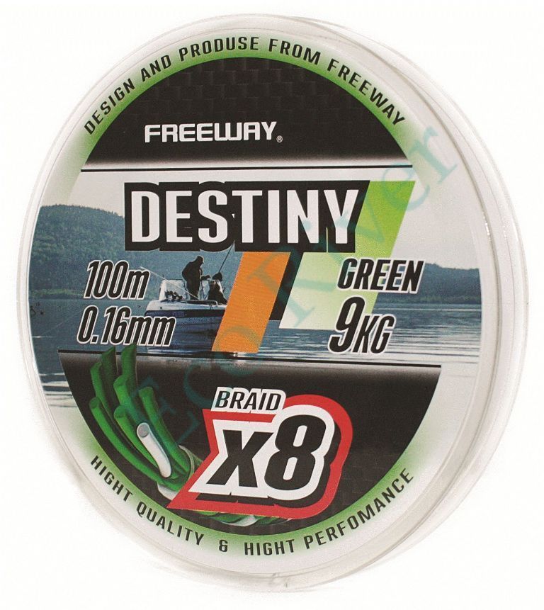 Леска плет. "FREEWAY" Destiny Green FWx8 0.23 34lb 100м 16кг