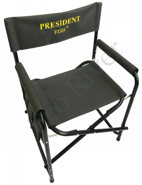 Кресло President Fish складное с карманом на подлокотнике сталь зелен. арт.6107 010