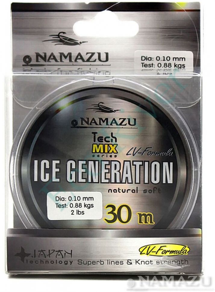 Леска Namazu Ice Generation, L-30 м, d-0,10 мм, test-0,88 кг, прозрачная/10/400/