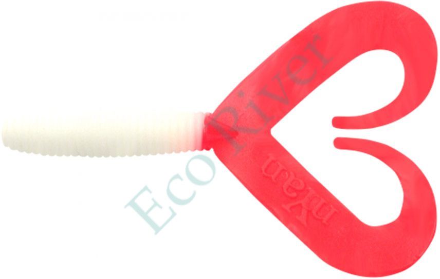 Твистер Yaman Pro Loop-Two, р.2 inch, цвет #05 - White with red tail (уп.10 шт)
