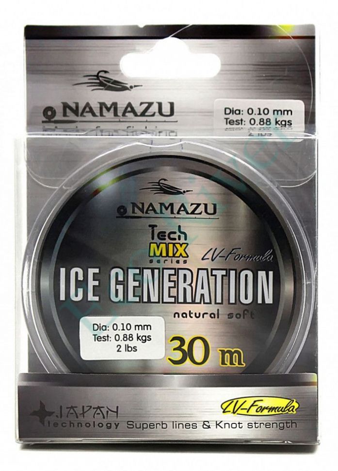 Леска Namazu Ice Generation, L-30 м, d-0,30 мм, test-7,01 кг, прозрачная/10/400/