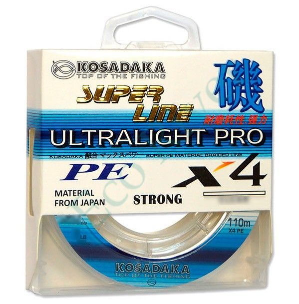 Леска плетеная Kosadaka Super PE X4 Ultralight PRO прозр. 0.04 110м