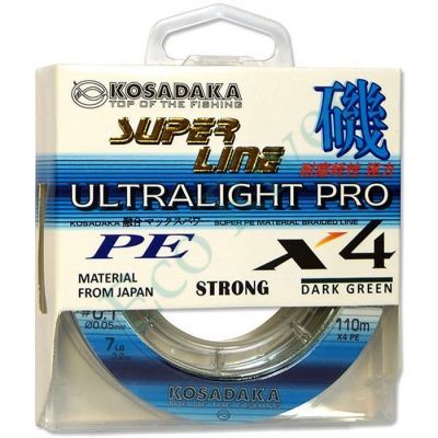 Леска плетенка Kosadaka Super PE X4 Ultralight PRO dark green 0.05 110м