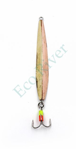 Блесна вертикальная Яман Трехгранка с тройником, размер 60 мм, вес 11 г, цвет никель/латунь/медь