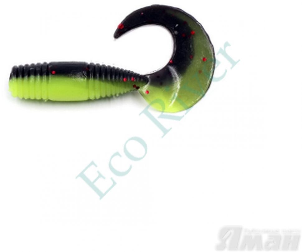 Твистер YAMAN Spry Tail, р.1,5 inch цвет #32 - Black Red Flake/Chartreuse (уп. 10 шт.)