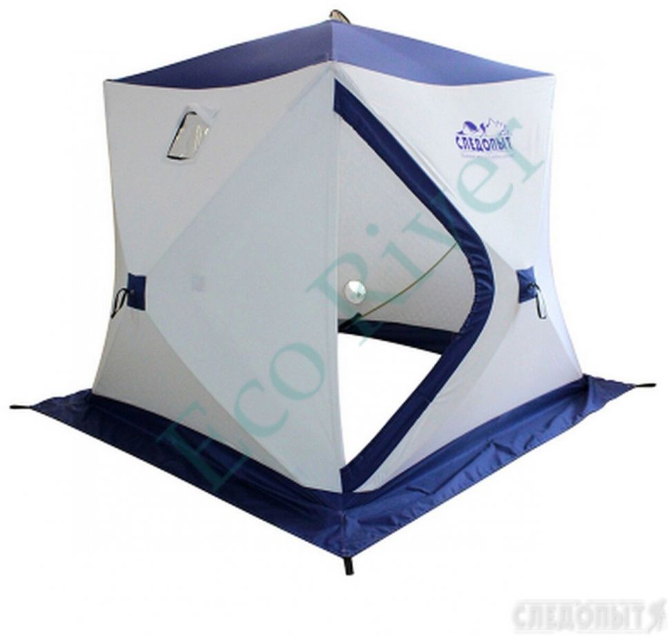 Палатка зимняя куб Следопыт, 3-х местная, 3 слоя, цв. бело-синий