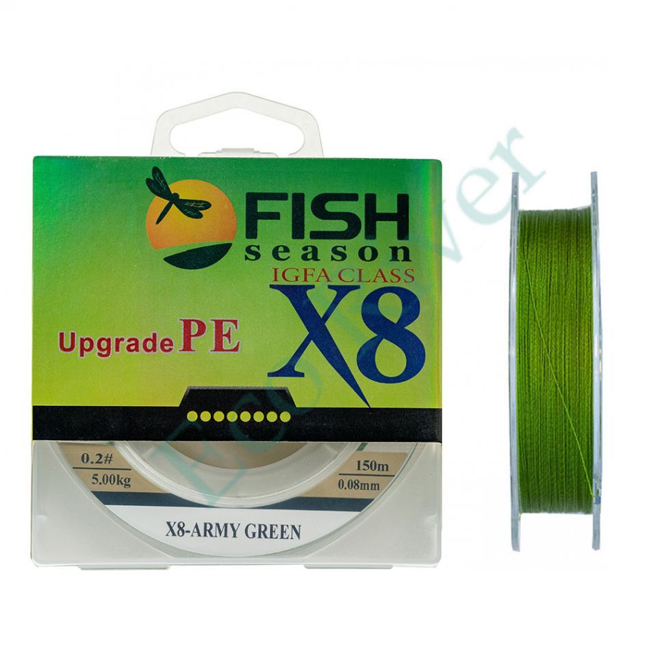 Плетеный шнур Fish Season X8 0.10 150м зел.