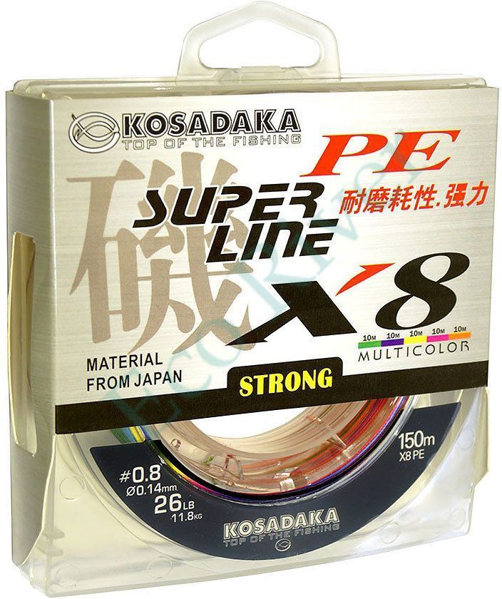 Плетеный шнур Kosadaka Super PE X8 multicolor 0.25 150м