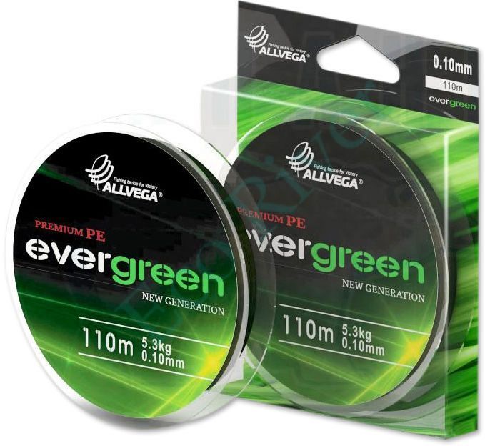 Леска плетенка Allvega Evergreen темно-зел. 0.14 110м