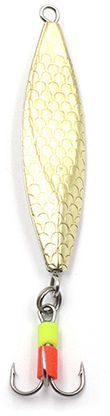 Блесна вертикальная Яман Листок с тройником, размер 40 мм, вес 5,4 г, цвет никель/латунь