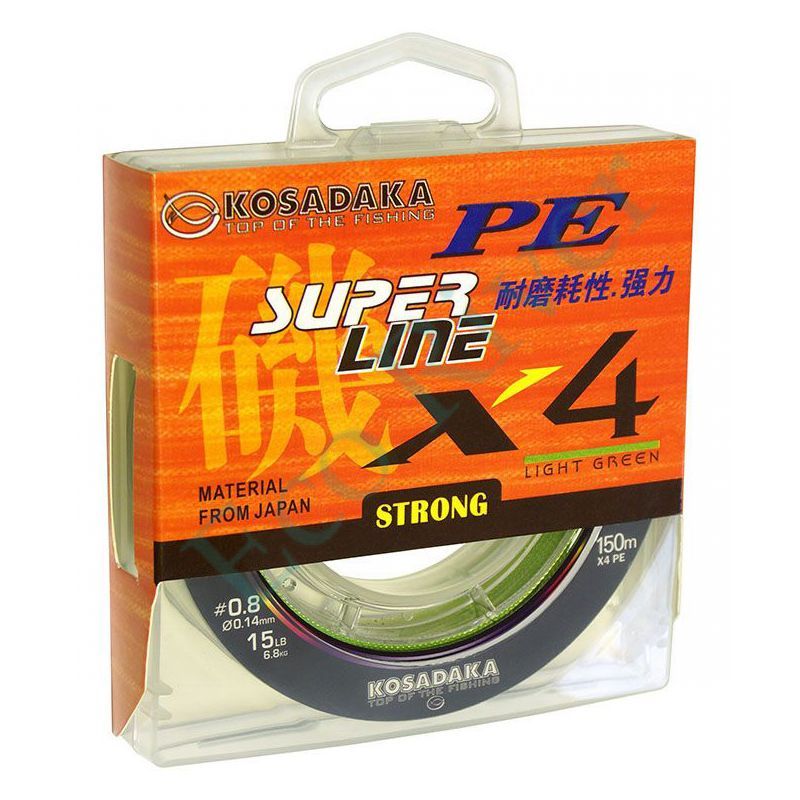 Плетеный шнур Kosadaka Super PE X4 light green 0.40 150м