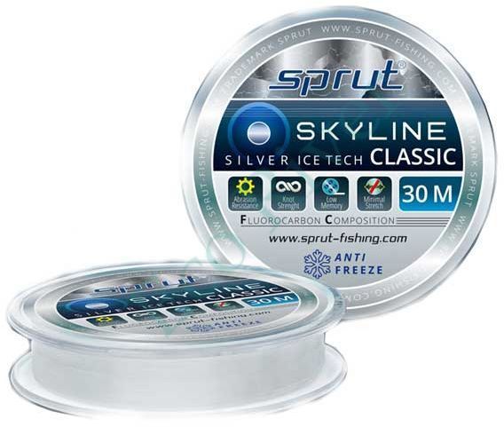 Леска Sprut Skyline Fluorocarbon Composition Classic Silver 0.145 30м