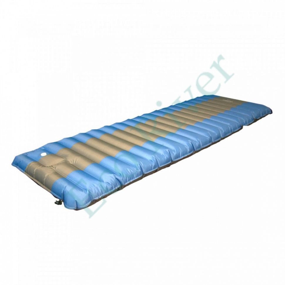 Матрас кемпинговый надувной Следопыт с насосом, 190x60x12 cм, цв. голубой/серый