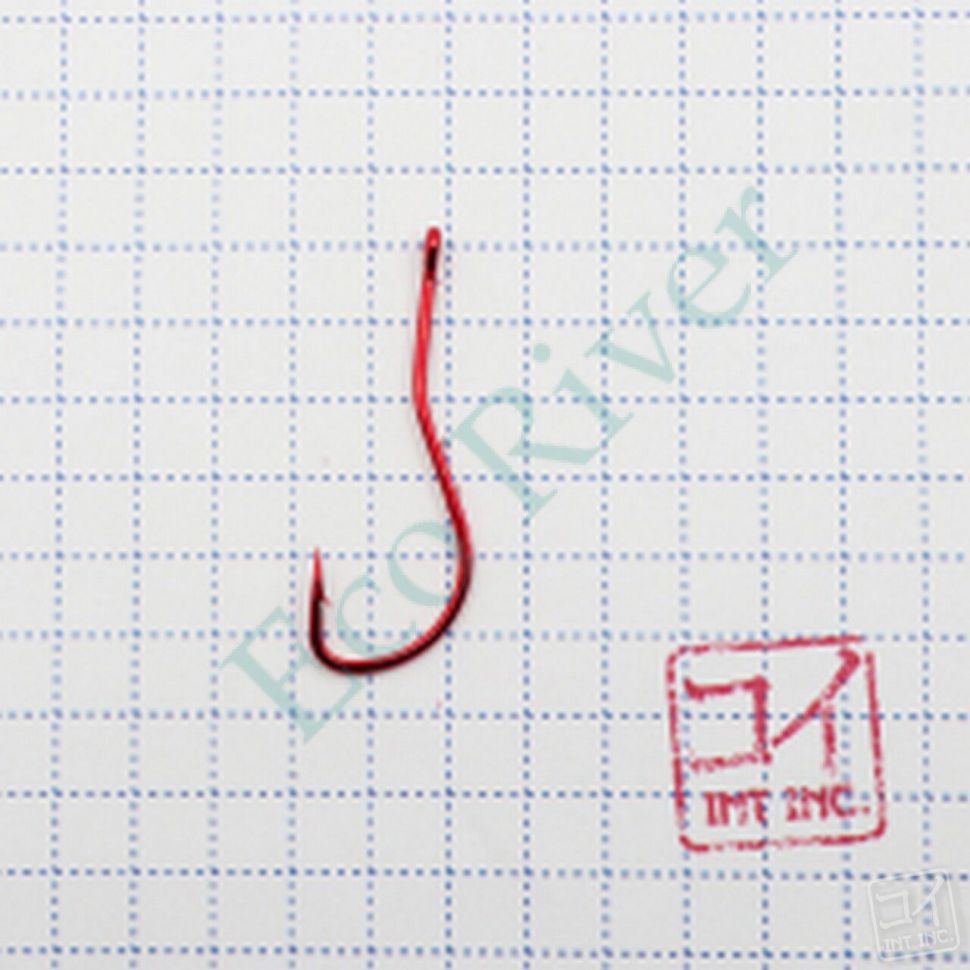 Крючок KOI RYUSEN-RING-2BH, размер 4 (INT), цвет RED (10 шт.)