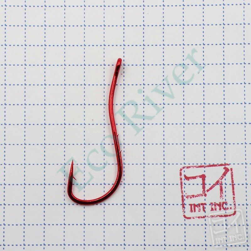 Крючок KOI RYUSEN-RING-2BH, размер 1/0 (INT), цвет RED (10 шт.)