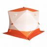 Палатка зимняя куб Следопыт 2,1 х2,1 м, Oxford 210D PU 1000, 4-местная ,цв. бело-оранж.