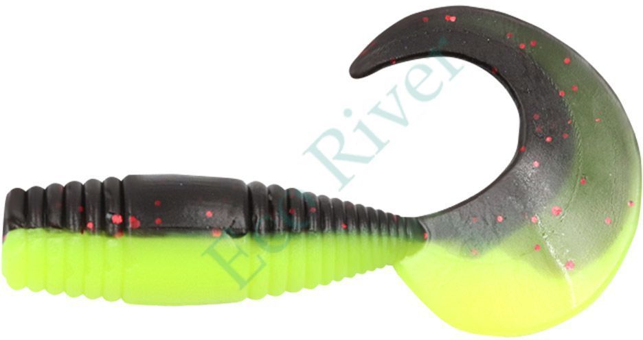 Твистер Yaman Pro Spry Tail, р.3 inch, цвет #32 - Black Red Flake/Chartreuse (уп. 8 шт.)