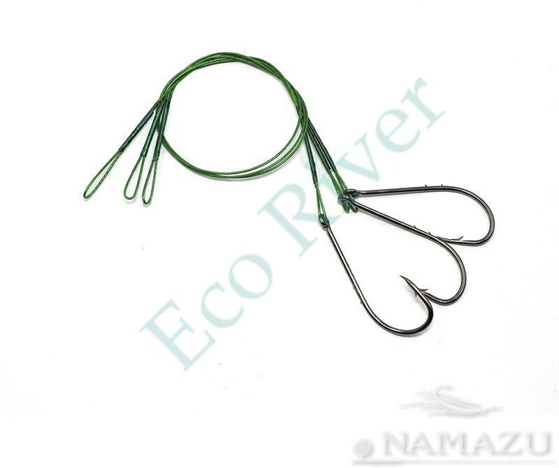 Поводок стальной Namazu Leader 1х7 Nylon Coated Green, d-0,39 мм, L-20 см, с одинарным крючком 92247