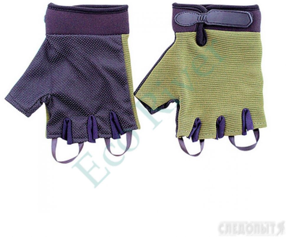 Перчатки туристические Следопыт, зеленые, без пальцев, размер XL/300/