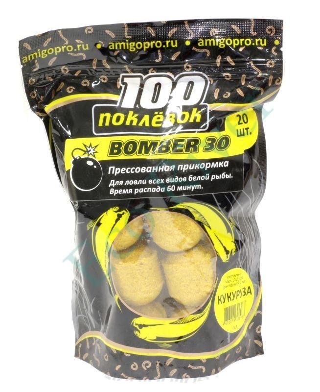 Прикормка 100 Поклевок Bomber-30 Кукуруза 20шт