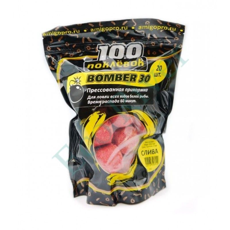 Прикормка 100 Поклевок Bomber-30 Слива 20шт